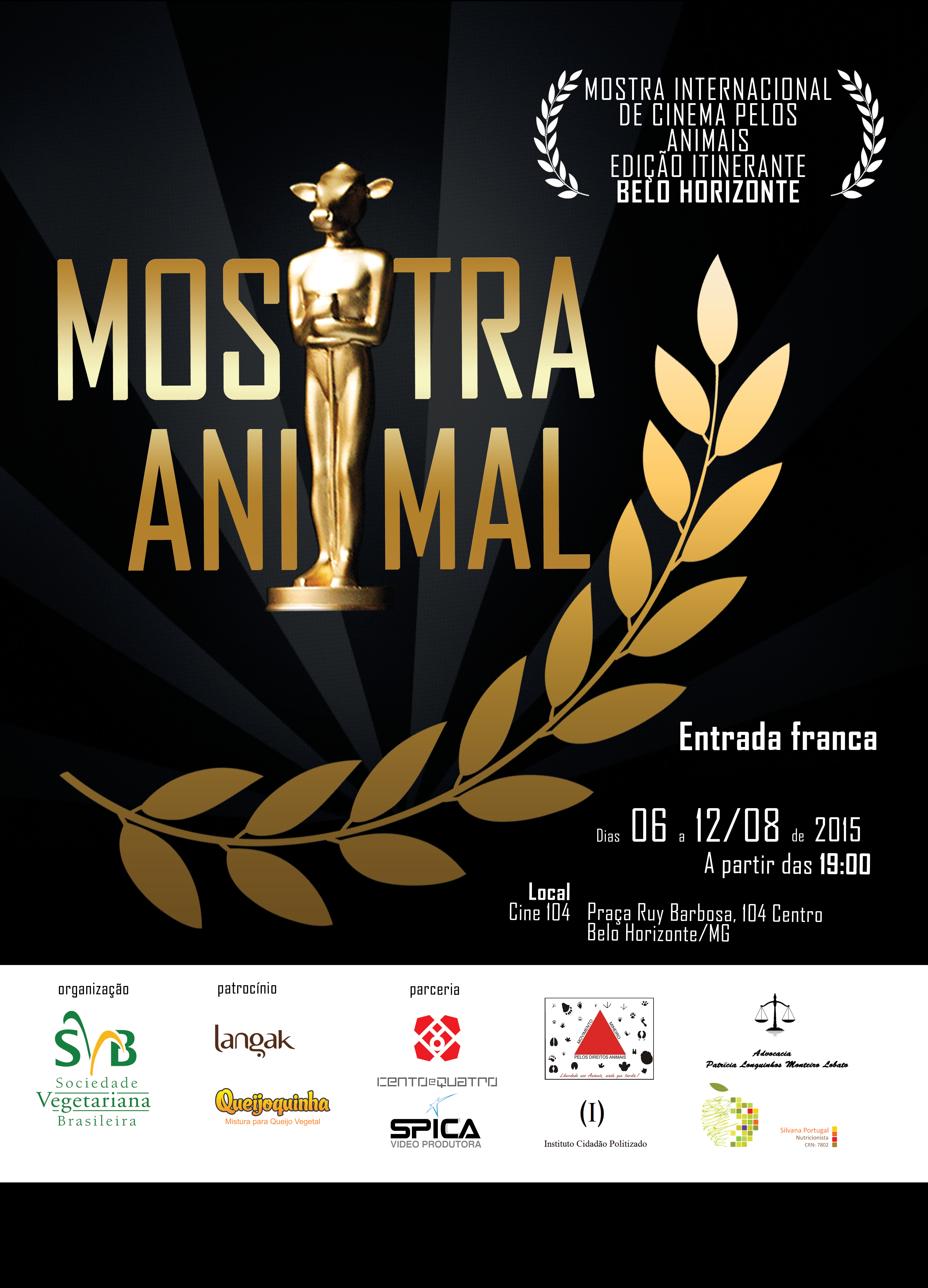 Mostra internacional de cinema pelos animais em Belo Horizonte