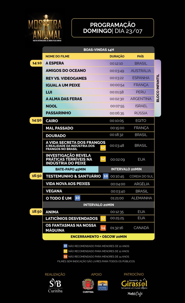 Programação da Mostra Animal 2023 de domingo