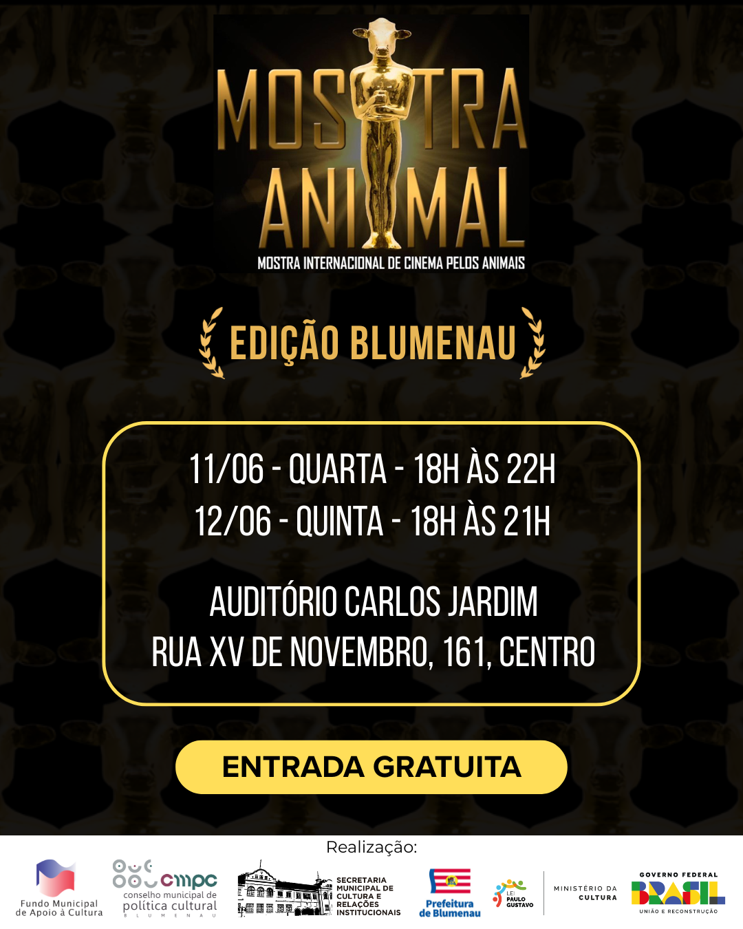 imagem do oscow com as informações sobre a mostra a ser realizada em Blumenau