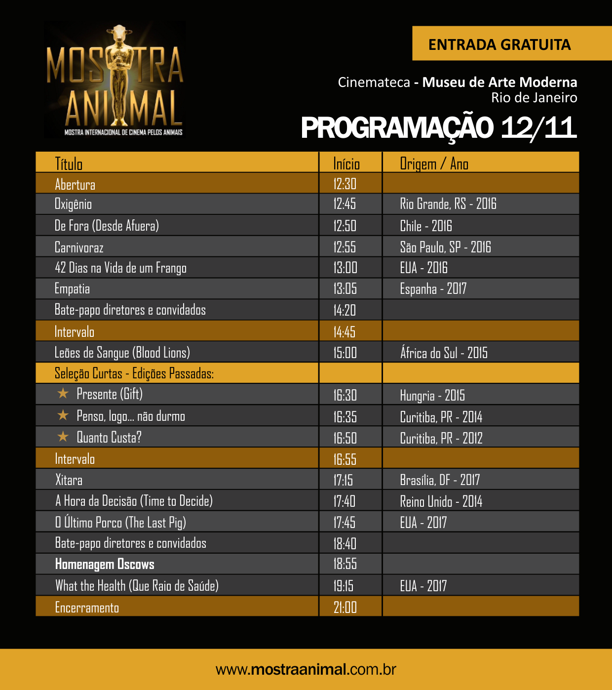 Programação da Mostra Animal 2017